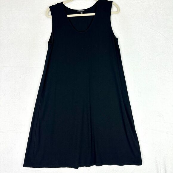 Eileen Fisher Jersey Knit Tank Dress Size Medium Black Minimalist Basic Stretch - Picture 1 of 5